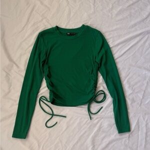 Zara Emerald Ribbed Knit Top